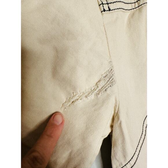 ROSETTA GETTY Beige Twill Cotton Short Sleeve Button Front Dress Size 4 - Picture 8 of 10